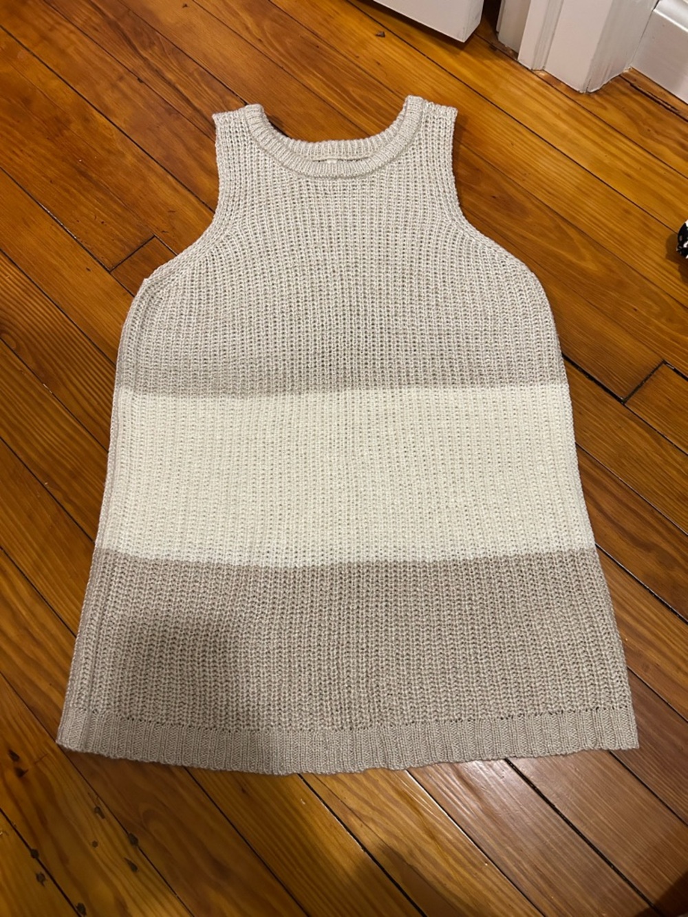 Maurices Cream and Taupe Sleeveless Colorblock Knit Tank